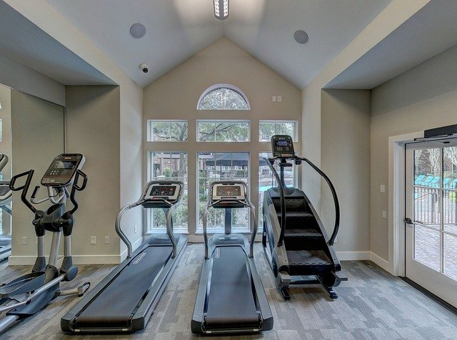 home gym with elliptical and treadmill
