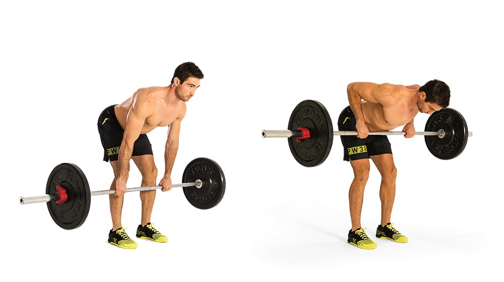 Man Doing A Barbell Bent Over Row Exercise