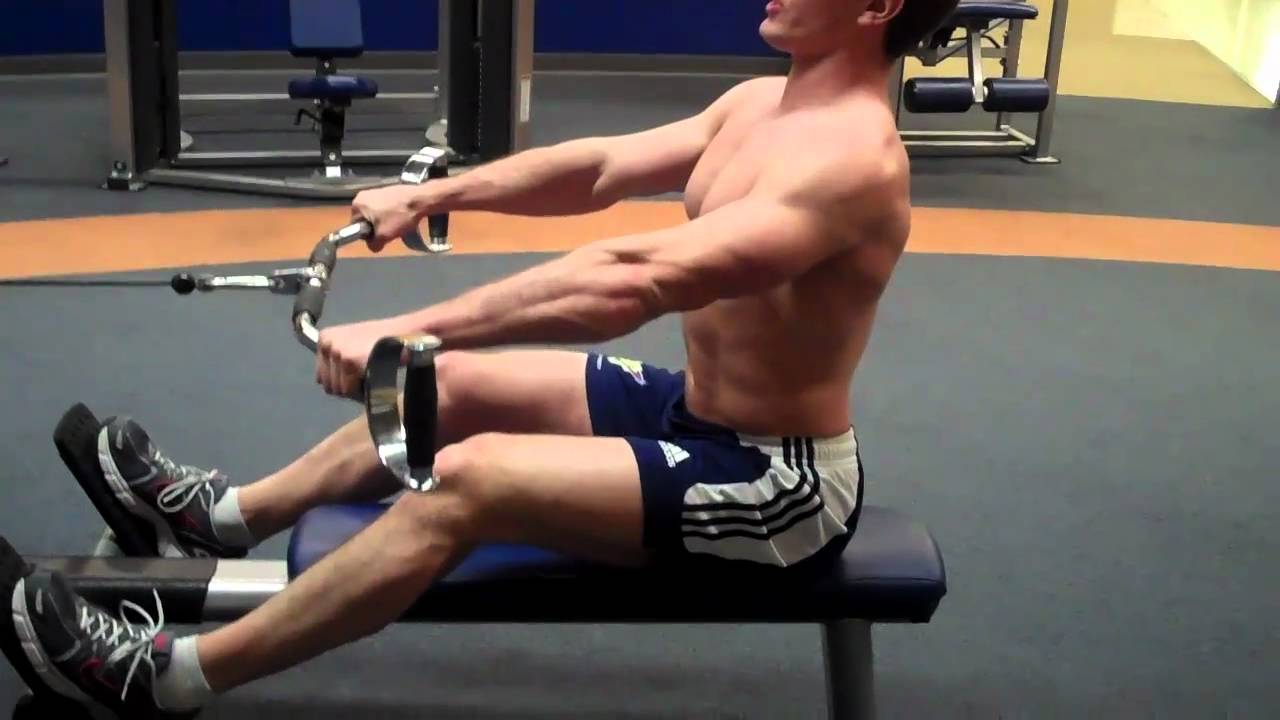 Man Doing Wide Grip Seated Cable Rows