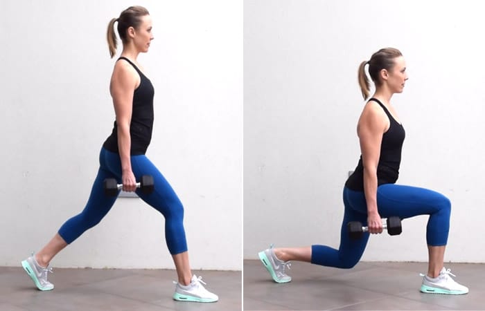 Woman Doing Dumbbell Walking Lunges