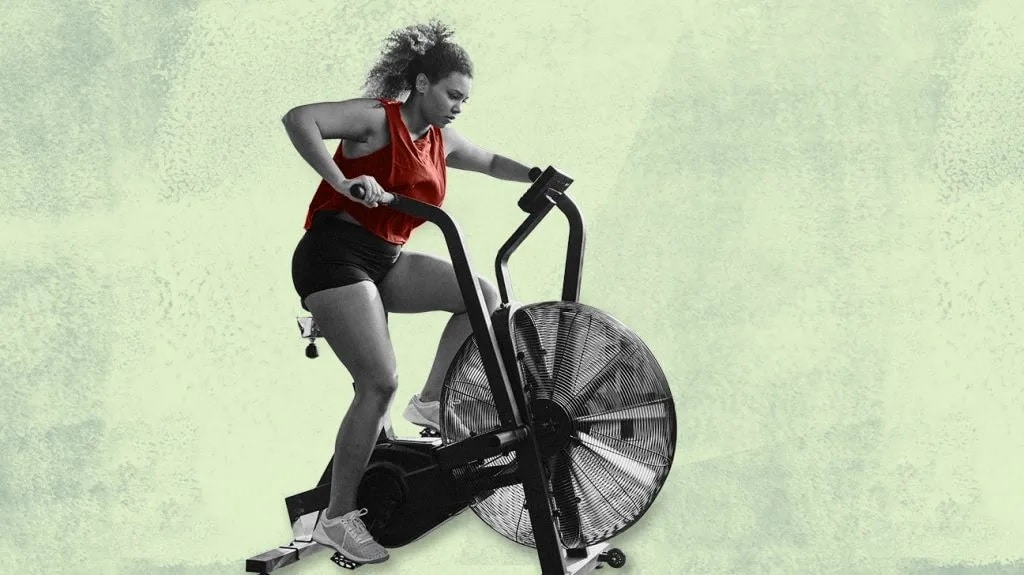 Woman Working Out On An Air Bike