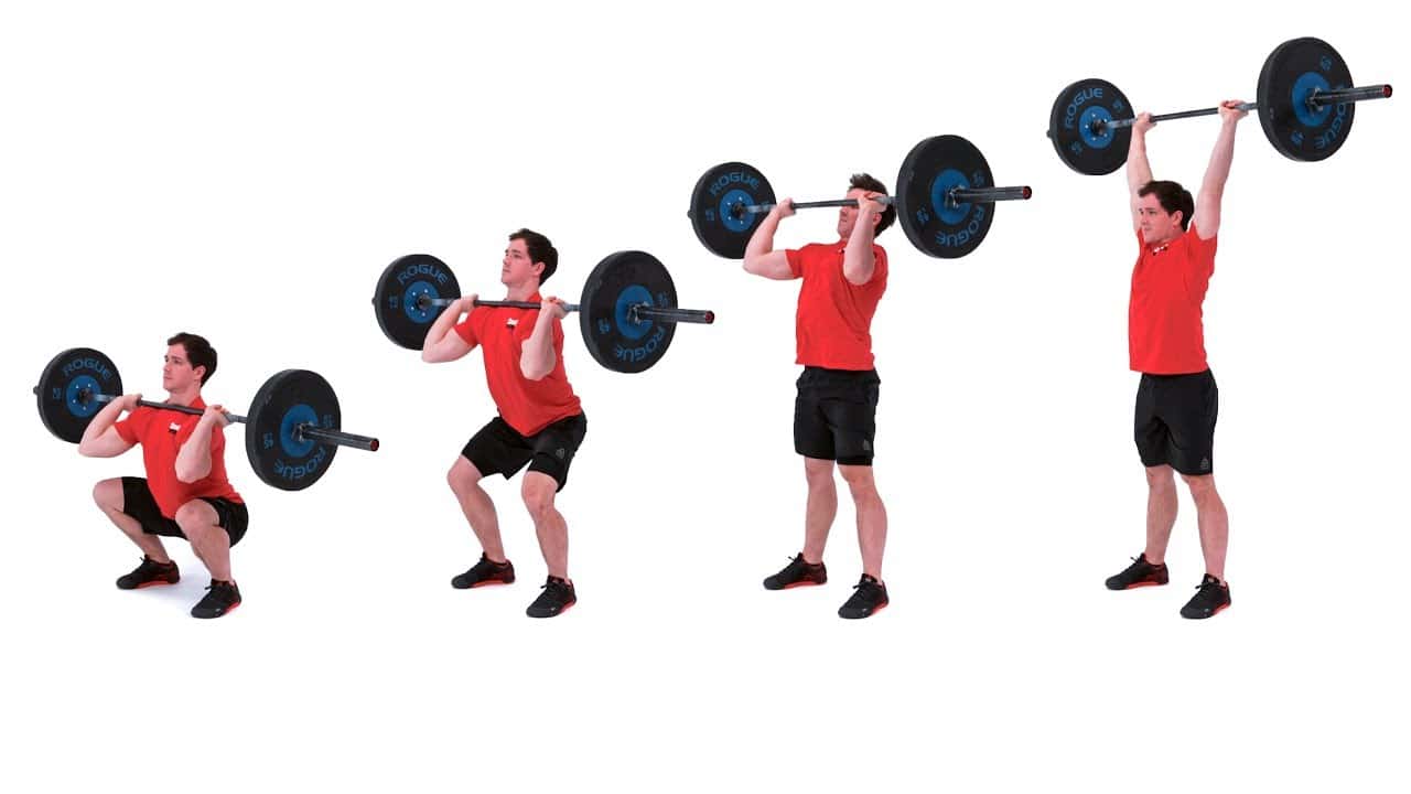Man Doing Barbell Thrusters