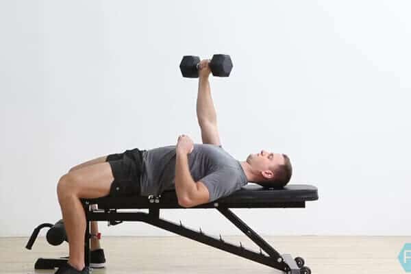 Man Doing One-Arm Dumbbell Bench Press Exercise