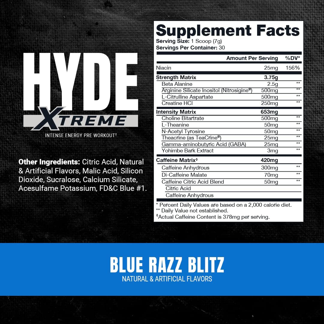 Mr. Hyde Pre-Workout Supplement Facts