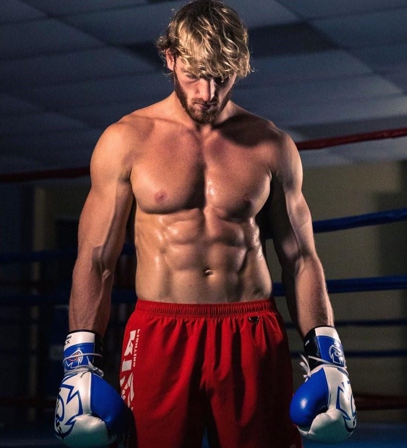 Logan Paul in Red Shorts and Boxing Gloves