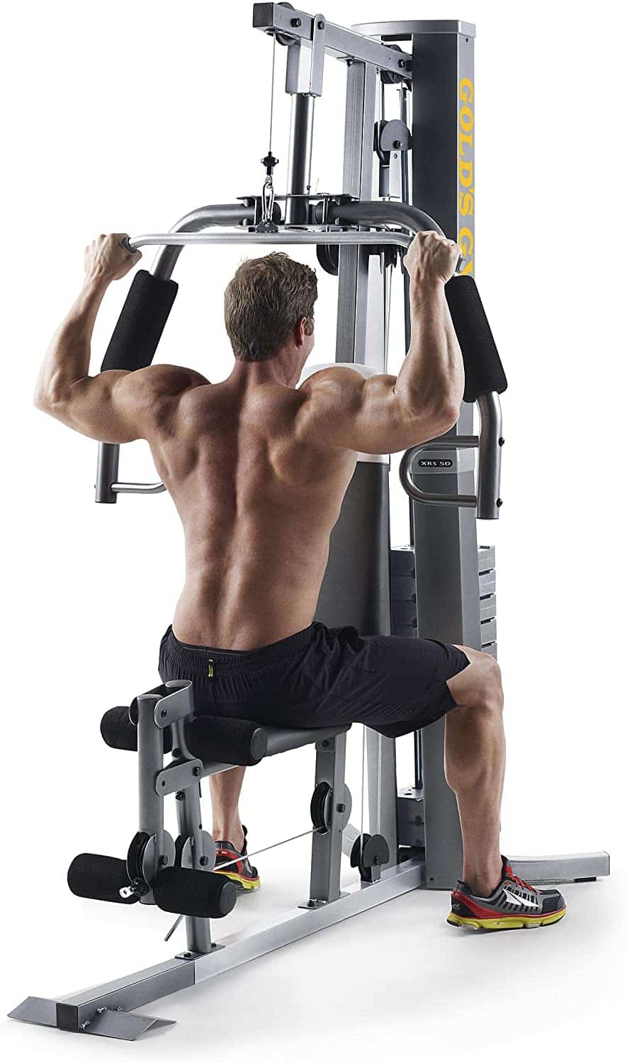 Man Using Lat Pulldown on Gold's Gym XRS 50 Home Gym