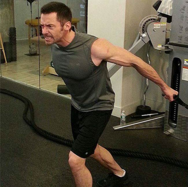 Hugh jackman working out at the gym