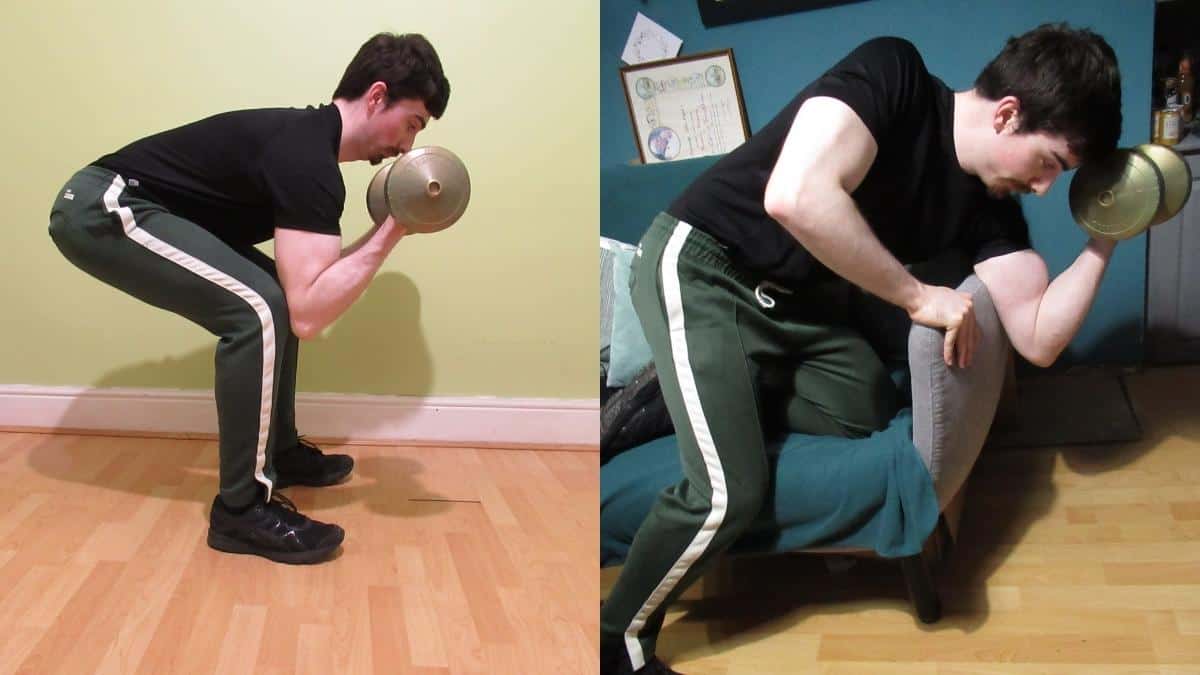 Man Doing Couch Curls Exercise At Home
