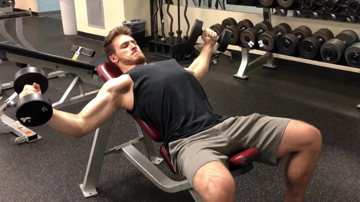 Man Doing Incline Dumbbell Flyes